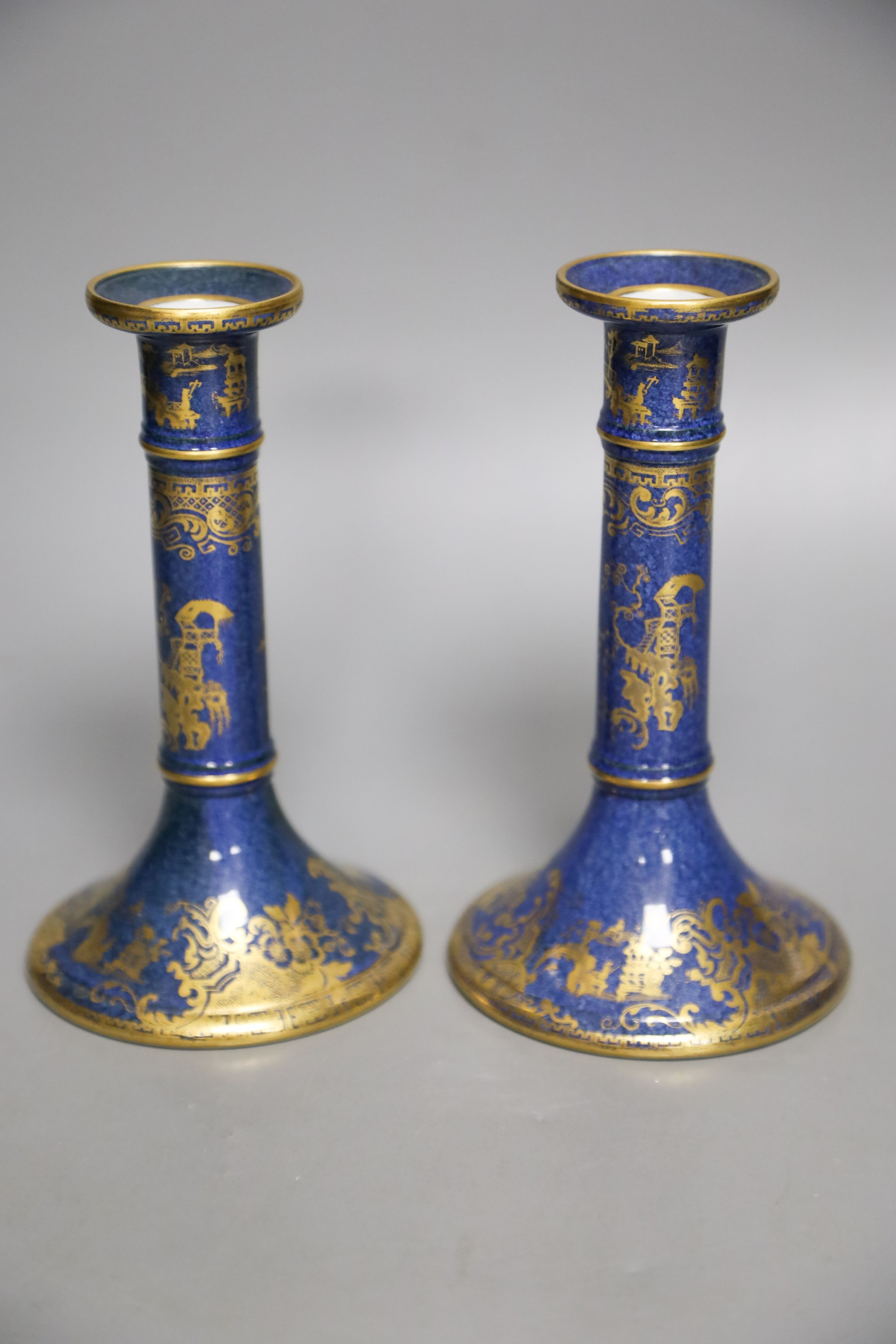 A Copeland Spode powder blue and gilt -decorated desk set